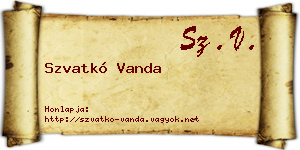 Szvatkó Vanda névjegykártya